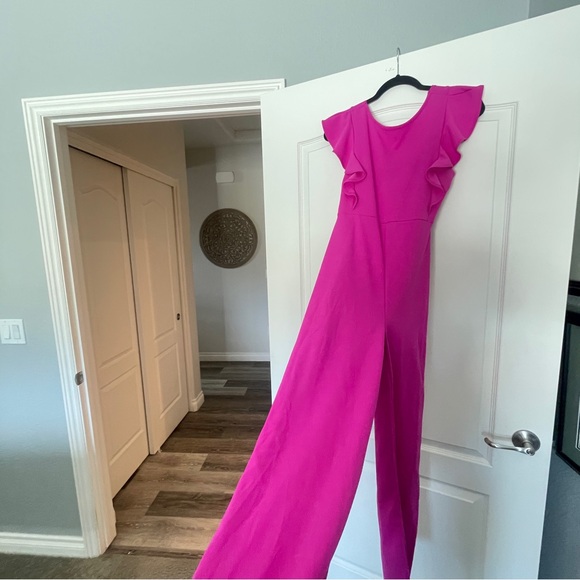 Vibrant Pink 21 SAINTS Ruffle Sleeve Jumpsuit - Picture 2 of 9